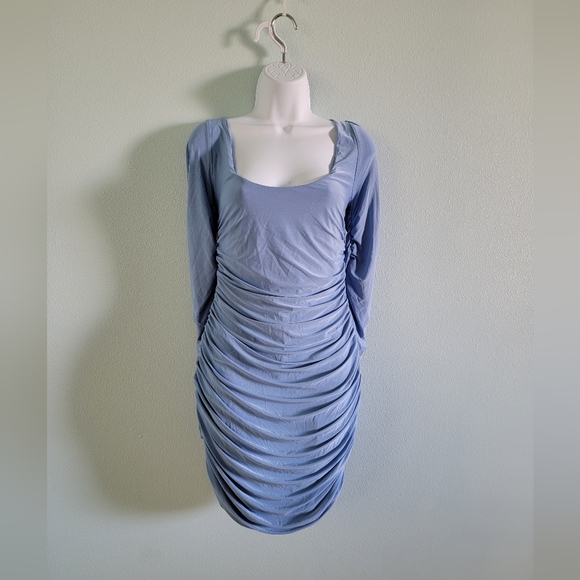 ‼️SOLD‼️Solid color blue bodycon dress - Picture 5 of 6